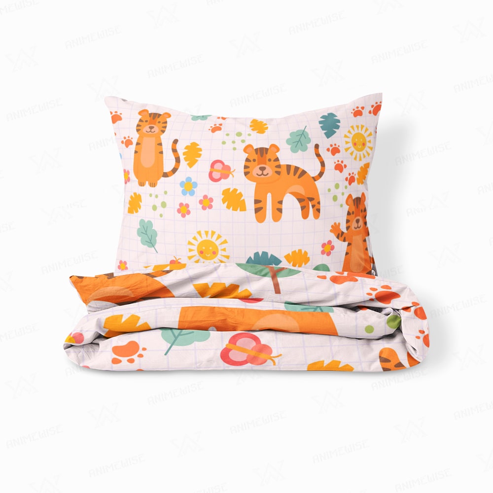 Tiger Cute All Over Brushed Kids Duvet Cover Bedding