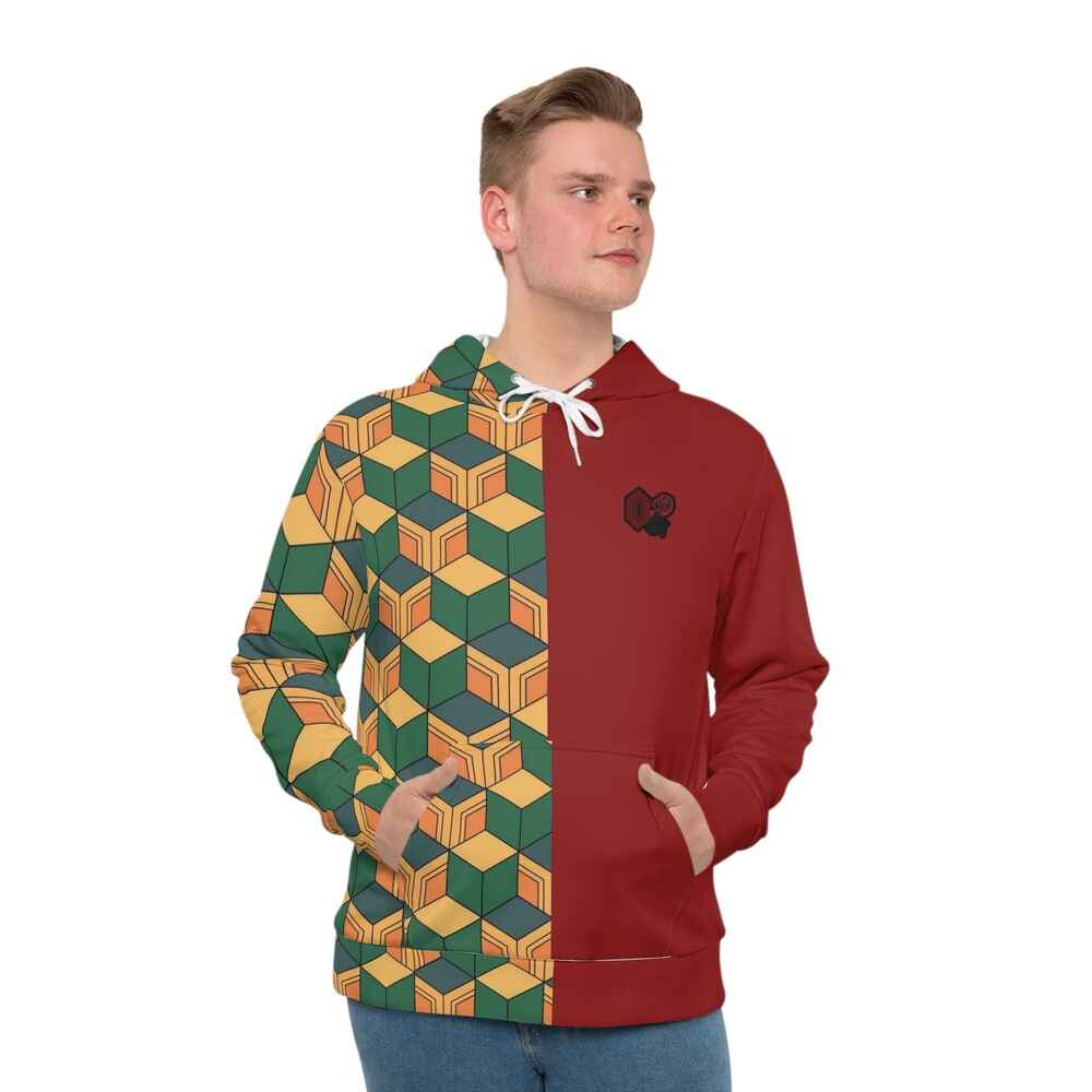 Water Pillar Color Overlap Pattern Pullover Hoodie