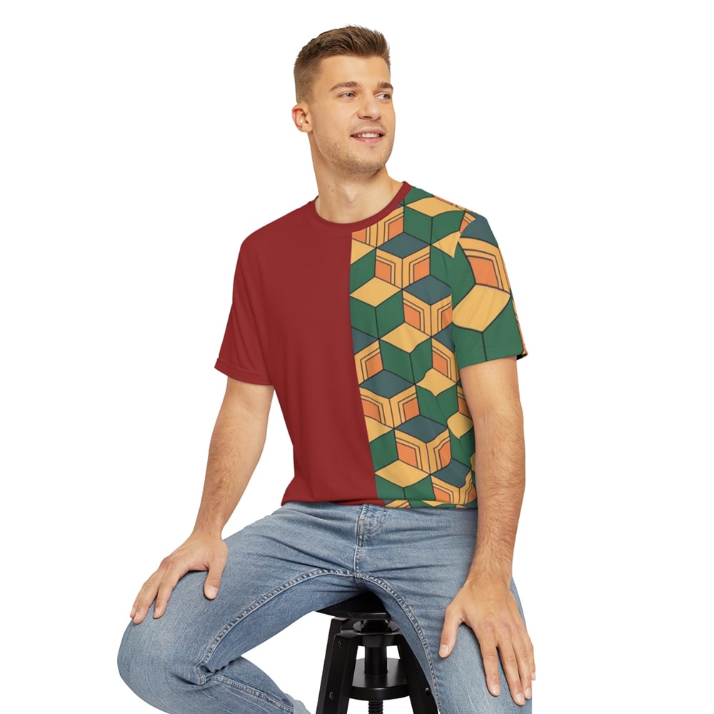 Water Pillar Color Overlap Pattern Shirt