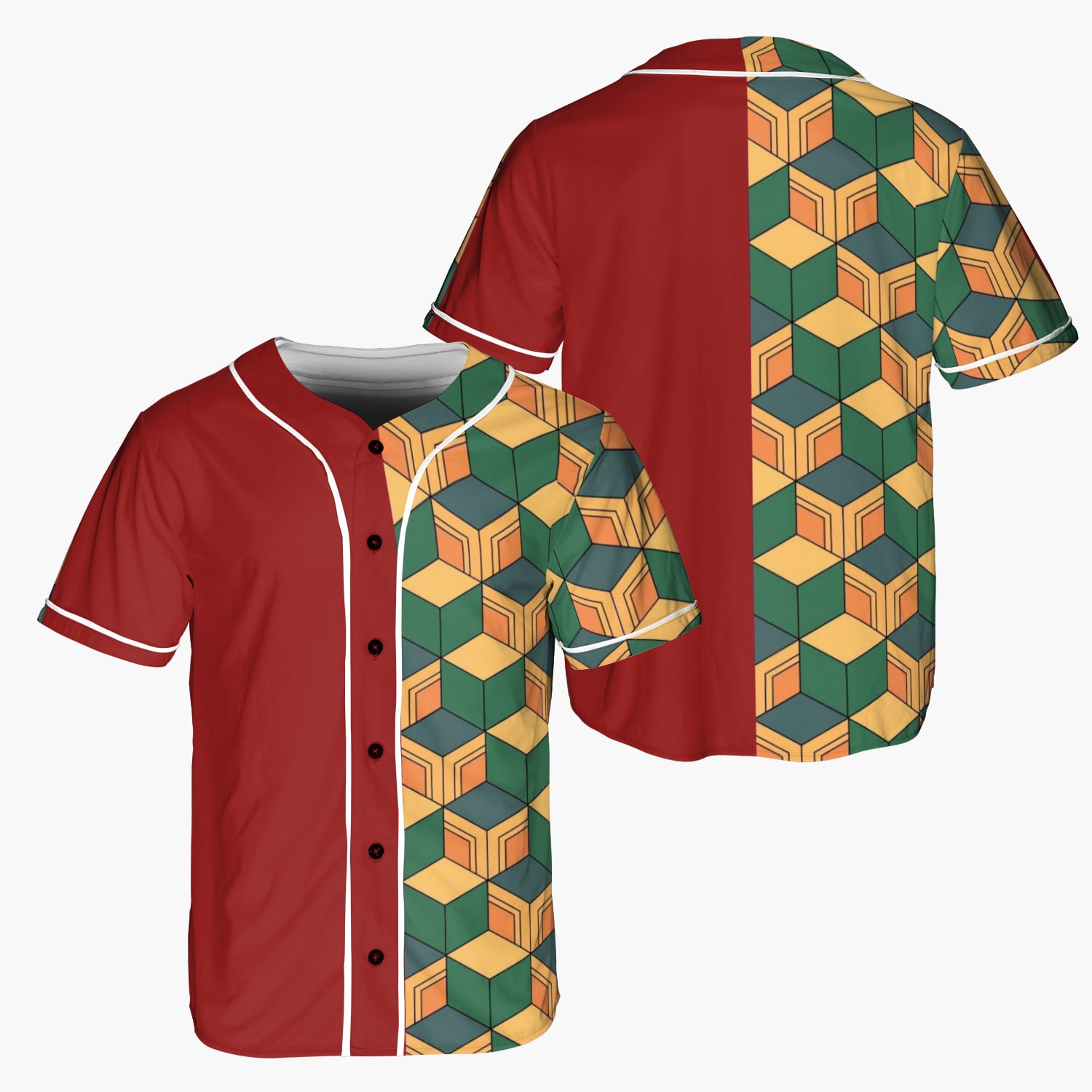 Water Pillar Pattern Baseball Jersey
