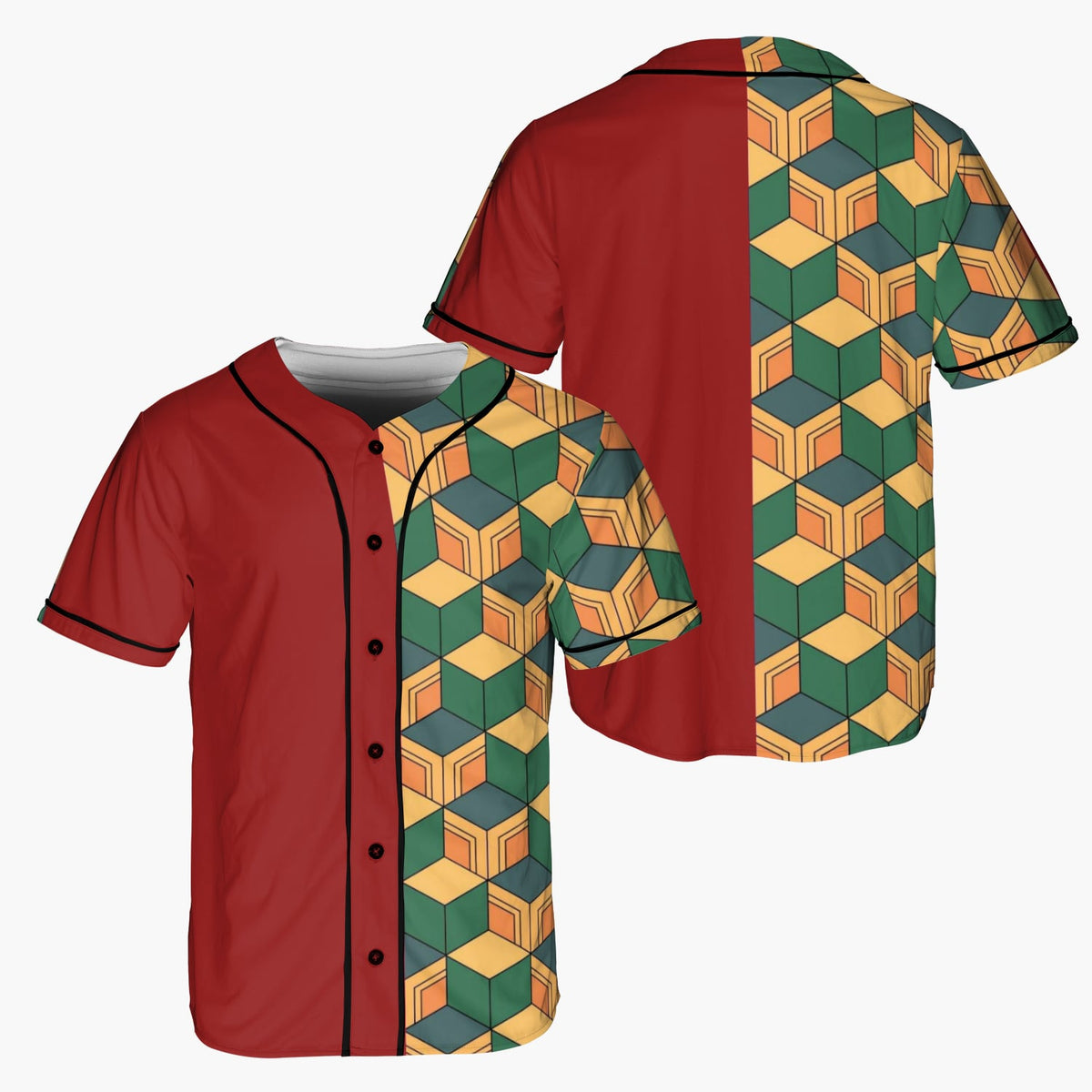 Water Pillar Pattern Baseball Jersey