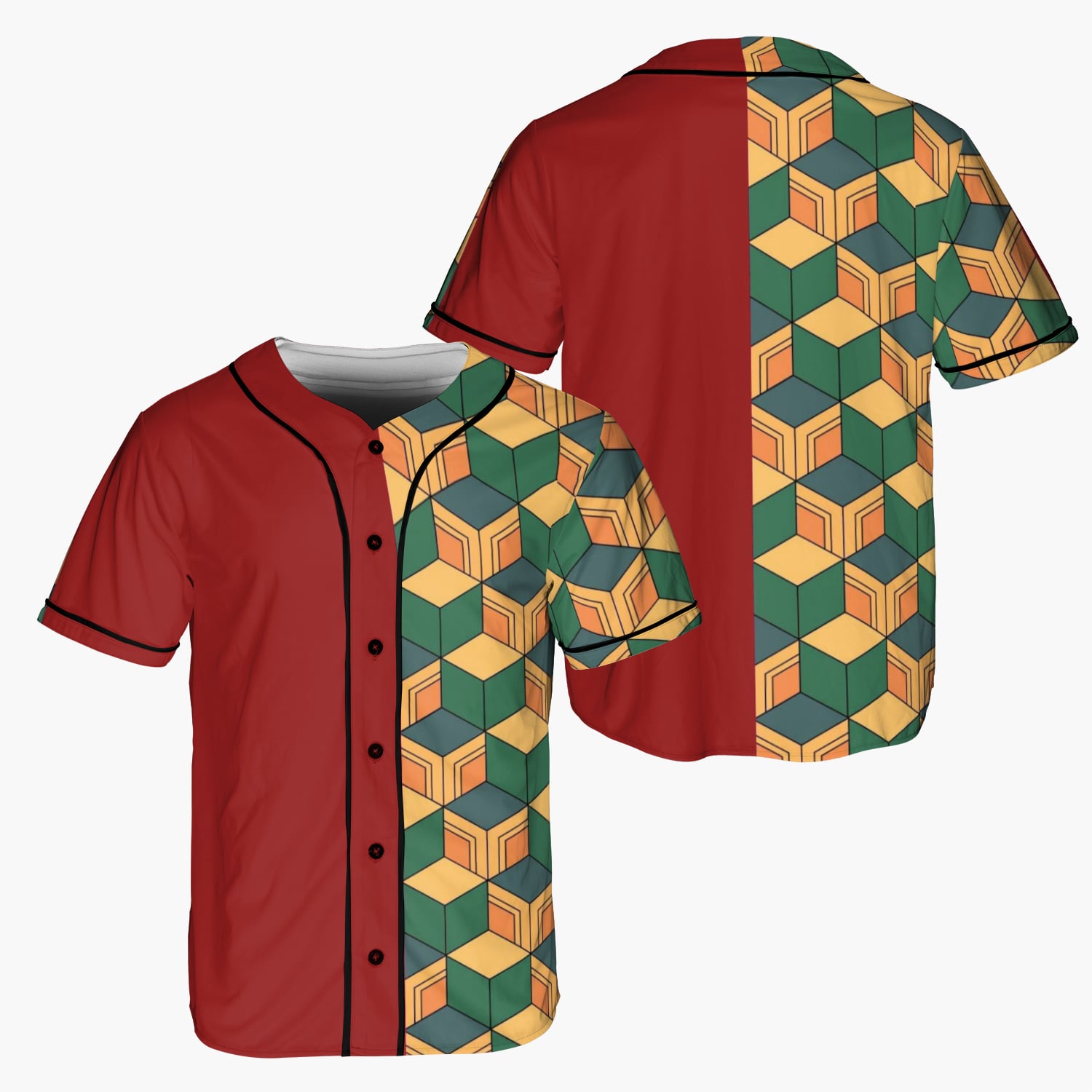 Water Pillar Pattern Baseball Jersey