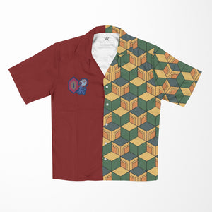 Water Pillar Color Overlap Pattern Button Up Hawaiian Shirt