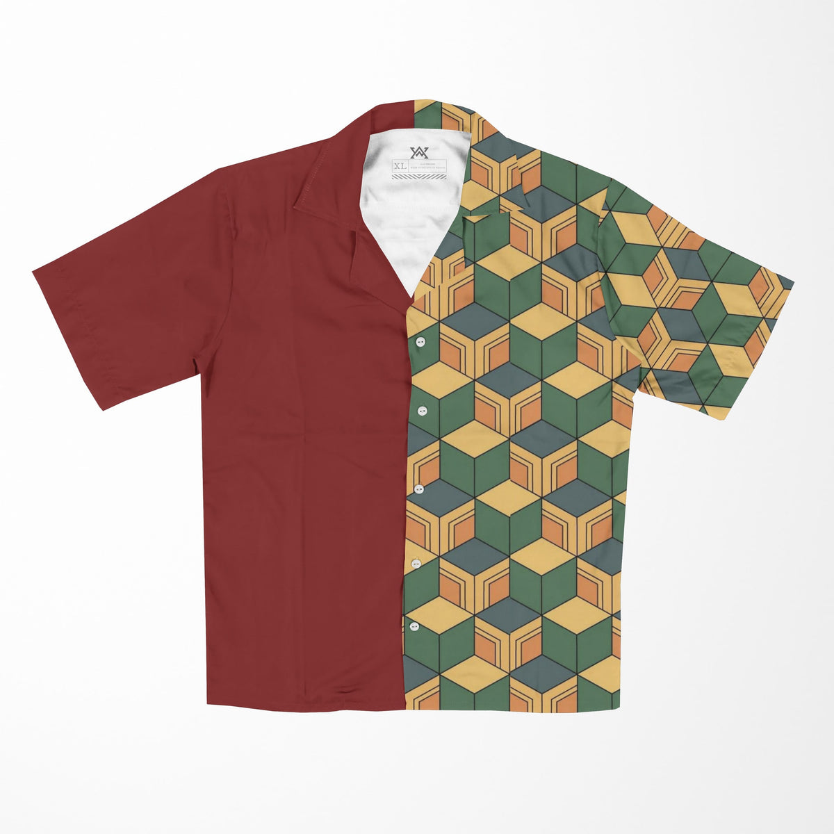 Water Pillar Color Overlap Pattern Button Up Hawaiian Shirt