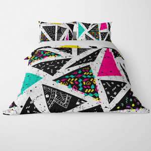 Triangles Glow Abstract Pattern Duvet Cover Bedding