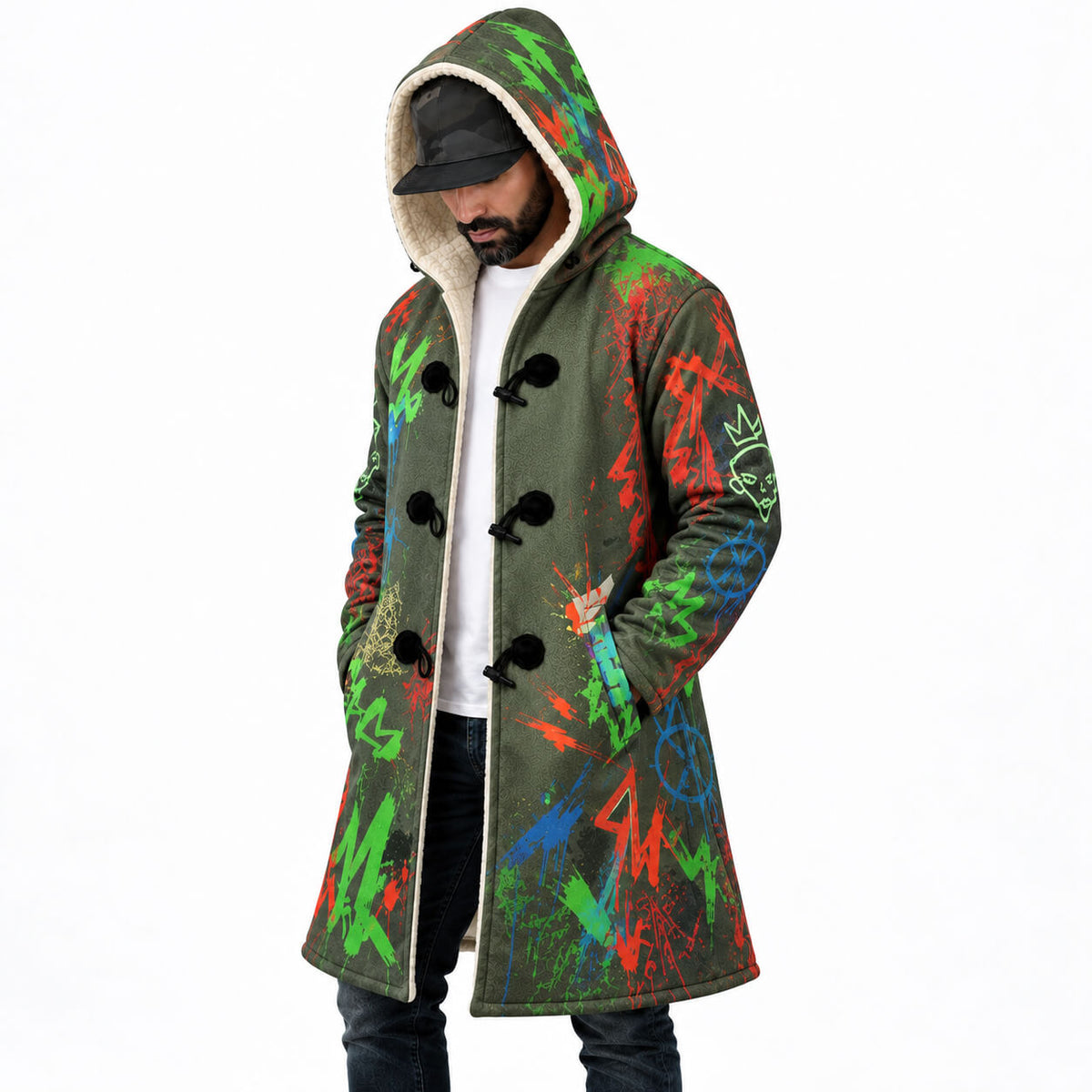 Tuff Graffiti Hooded Cloak Coat