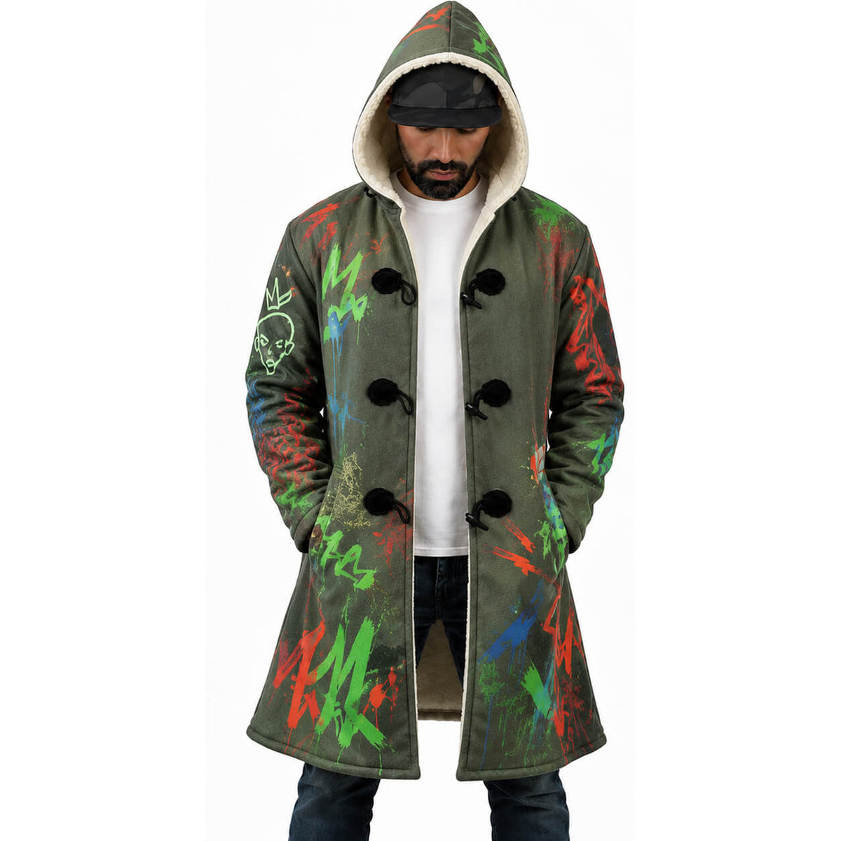 Tuff Graffiti Hooded Cloak Coat