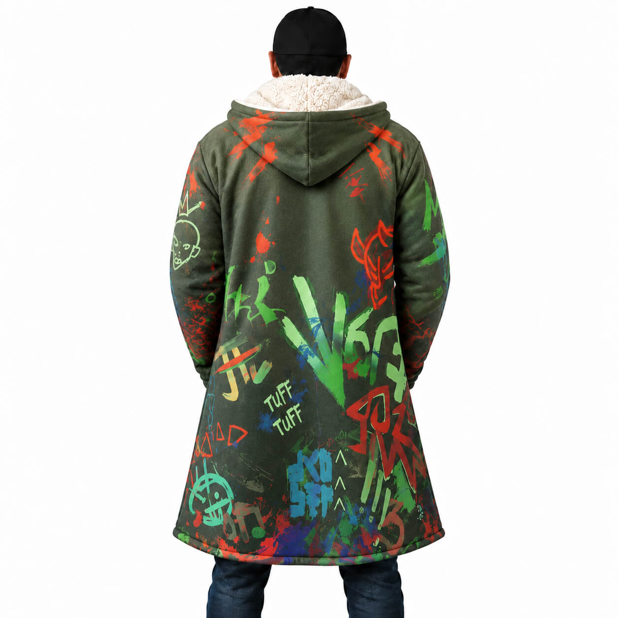 Tuff Graffiti Hooded Cloak Coat