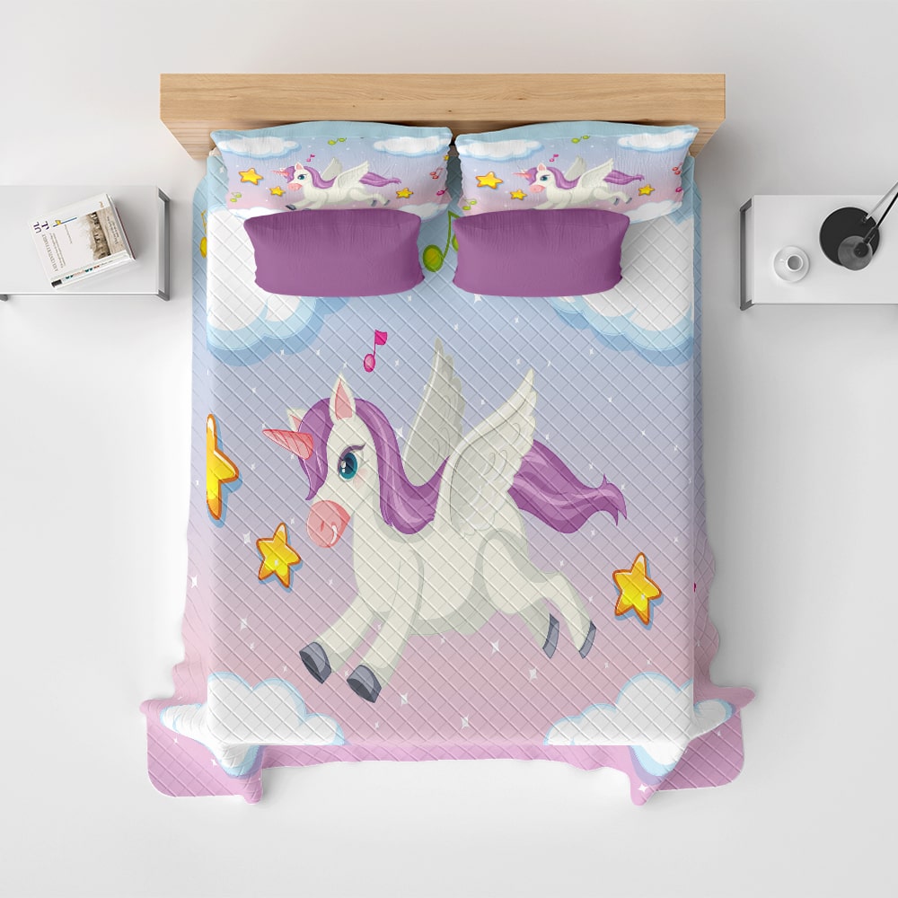 Unicorn At Sky Quilt Bedding