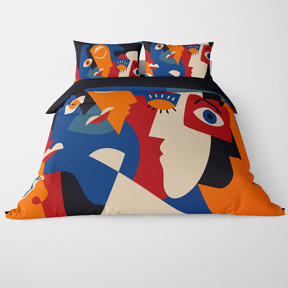 Unseen Impact Abstract Faces Duvet Cover Bedding