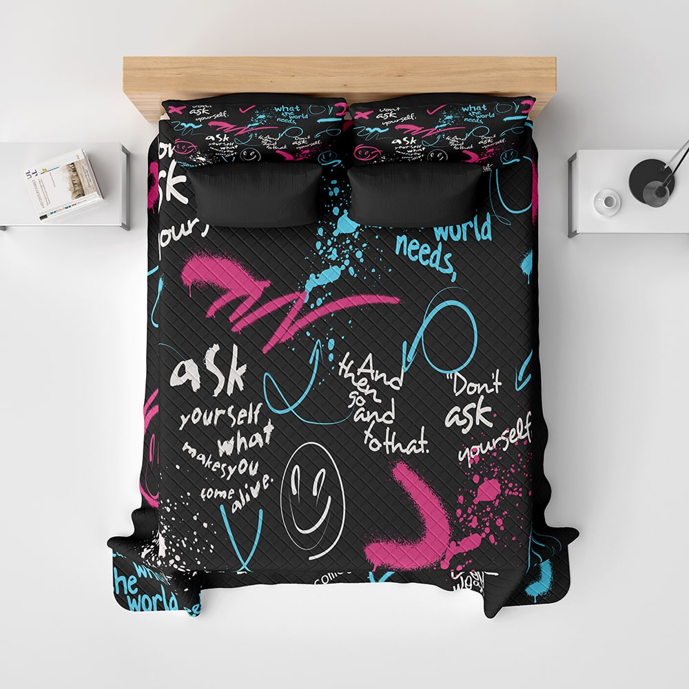 Urban Graffiti Art Quote Quilt Bedding