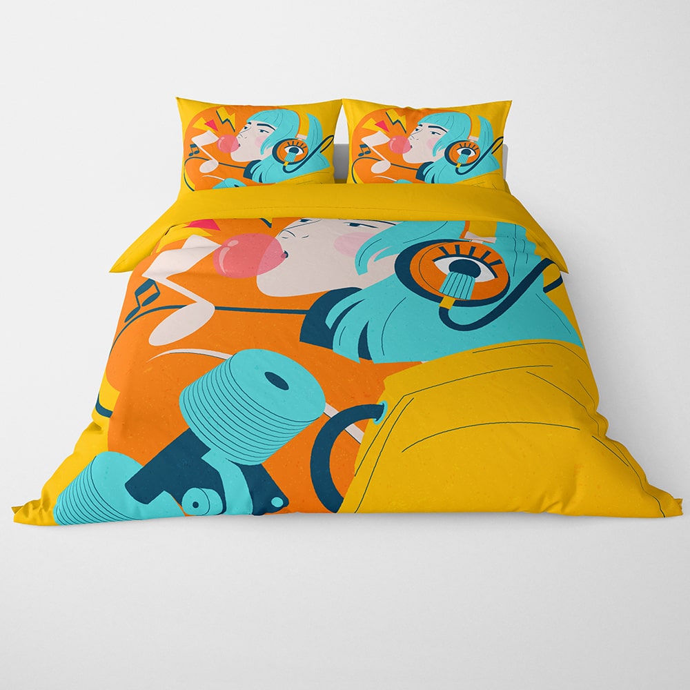 Urban Hip Girl Sketch Duvet Cover Bedding