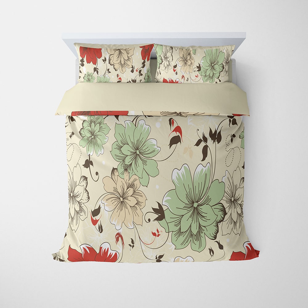 Vintage Floral Double Brushed Comforter Set Bedding