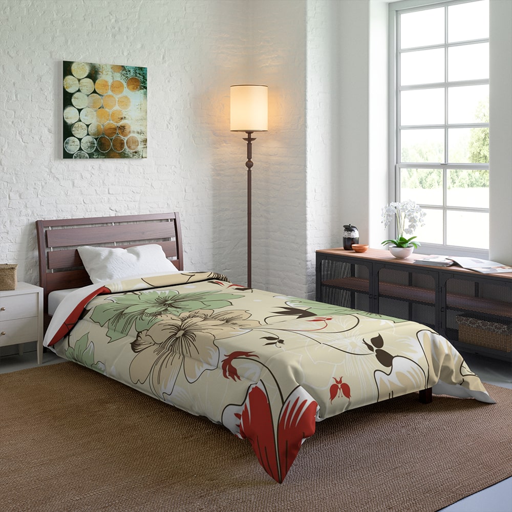Floral Brushed Comforter Set Bedding