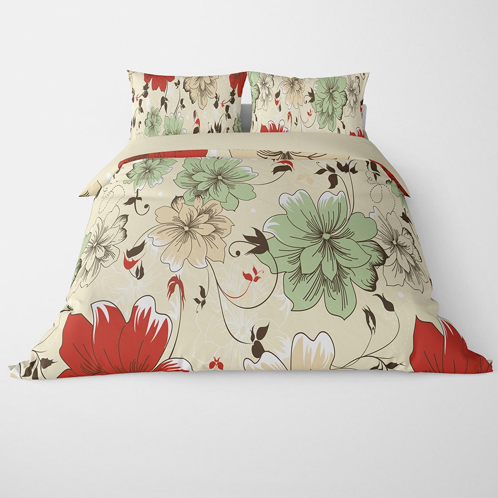 Vintage Floral Double Brushed Duvet Cover Bedding