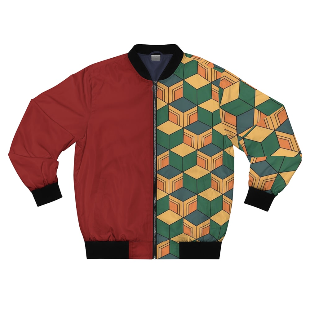 Water Pillar Color Overlap Pattern Bomber Jacket