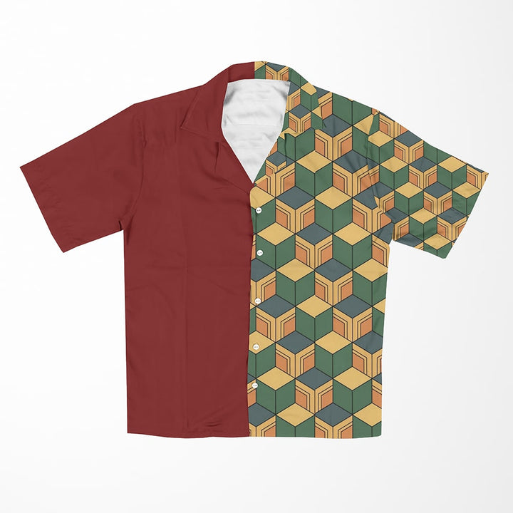 Water Pillar Color Overlap Pattern Button Up Hawaiian Shirt