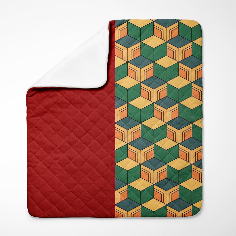 Water Pillar Color Overlap Pattern Bedspread Quilt Set