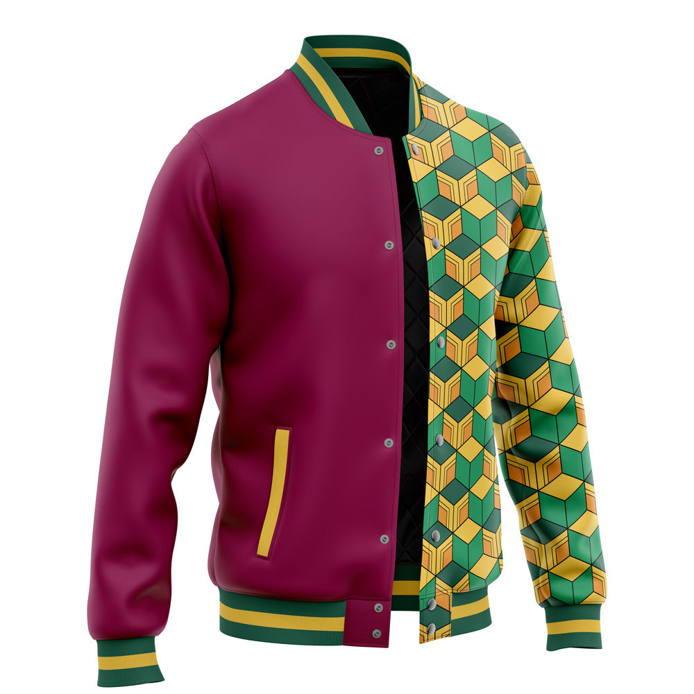 Water Pillar Color Overlap Pattern Baseball Jacket