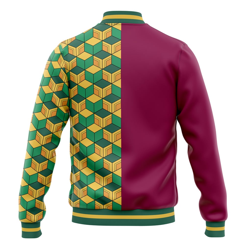 Water Pillar Color Overlap Pattern Baseball Jacket