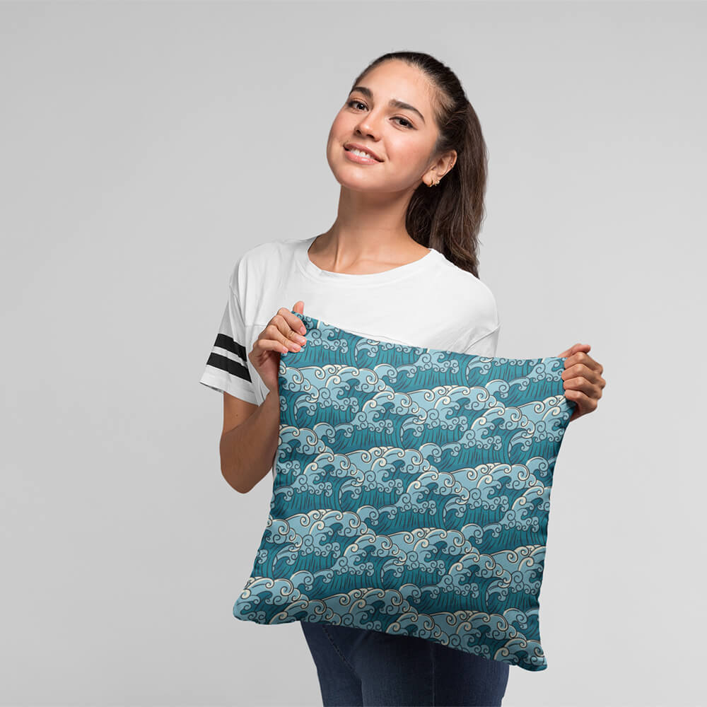 Waves of Kagawa Throw Pillow