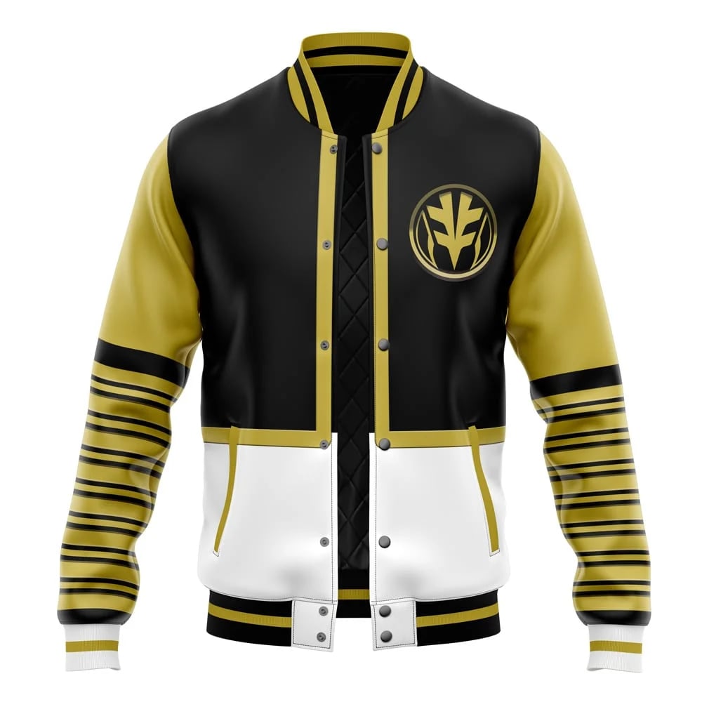 White Ranger Varsity Baseball Jacket