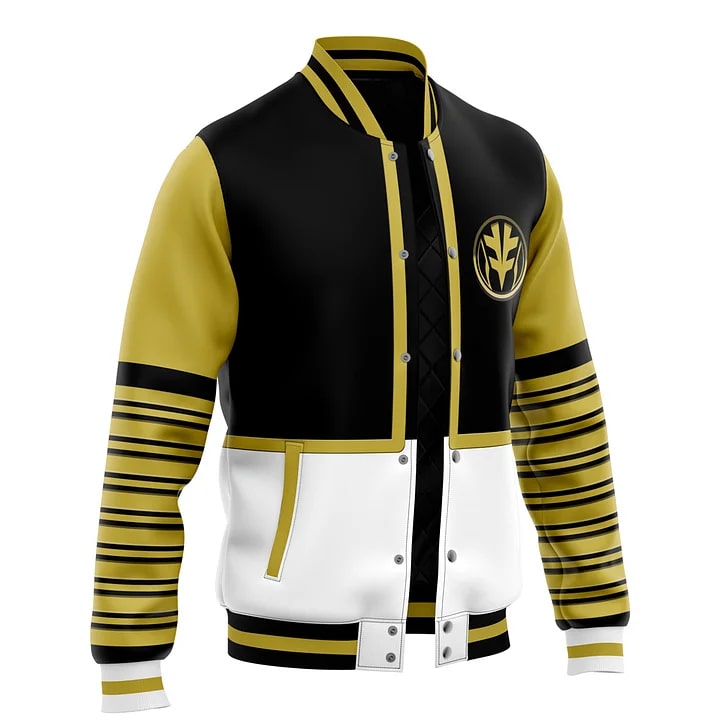 White Ranger Varsity Baseball Jacket