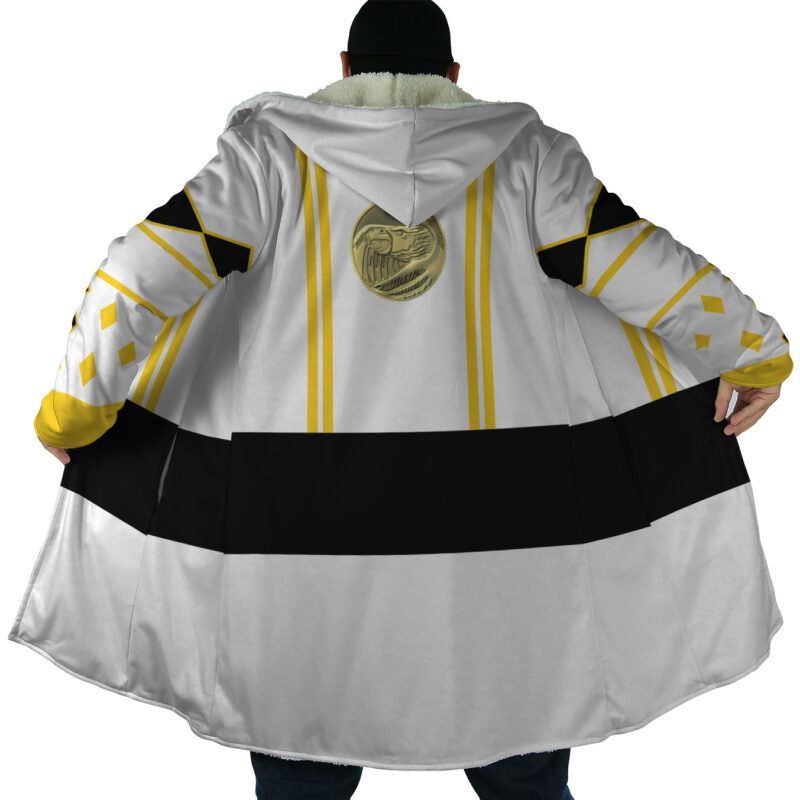 White Ranger Hooded Cloak Coat