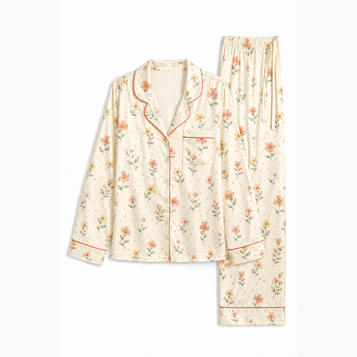 Women's Blush Ditsy Satin Pajama Set