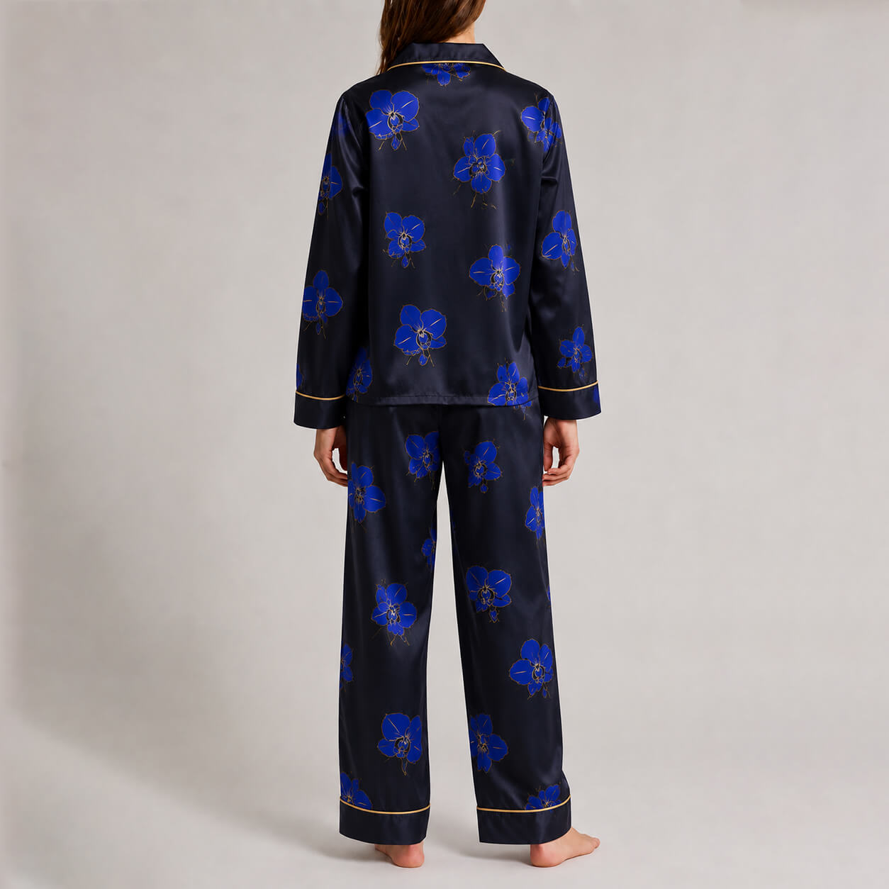 Women's Cobalt Orchid Satin Pajama Set
