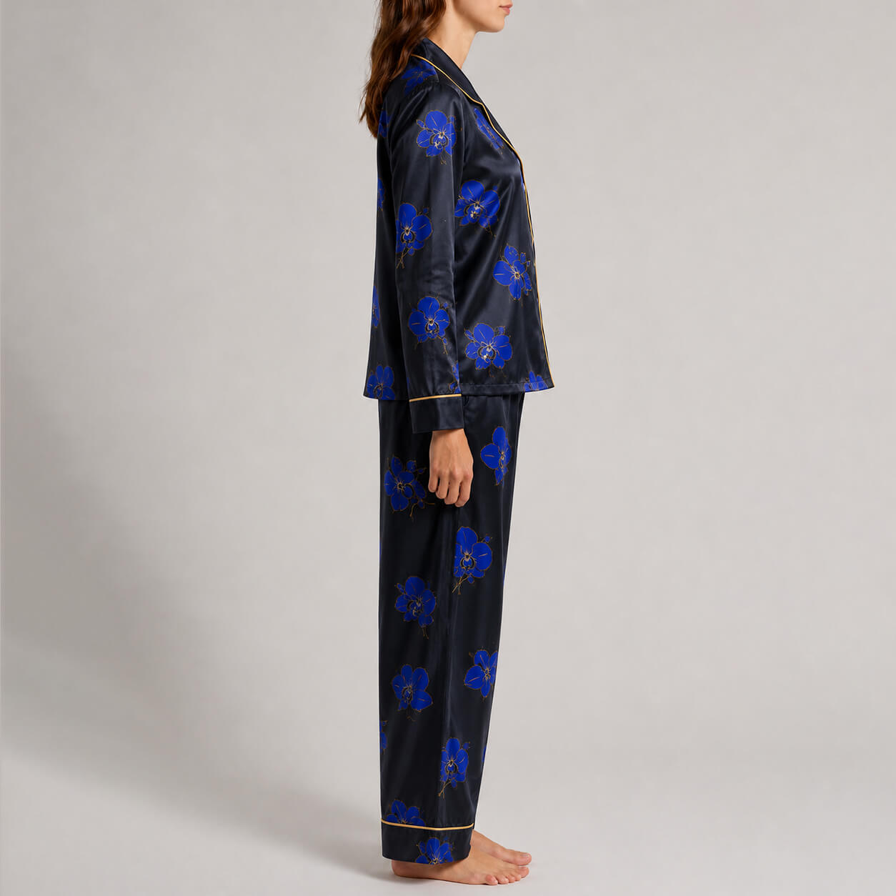 Women's Cobalt Orchid Satin Pajama Set