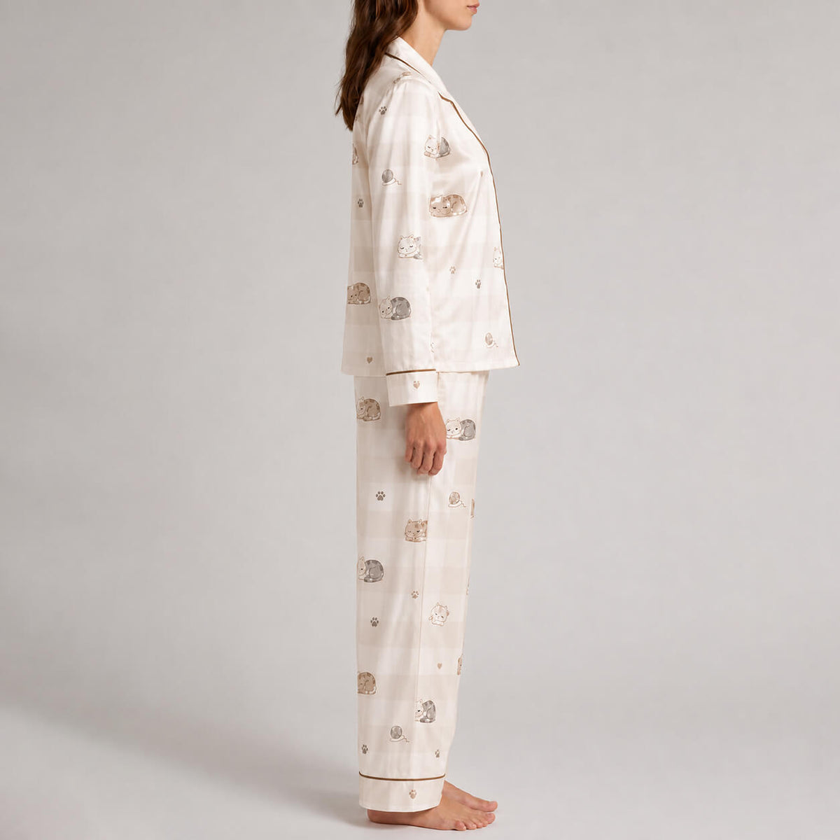 Women's Cozy Kitty Satin Pajama Set
