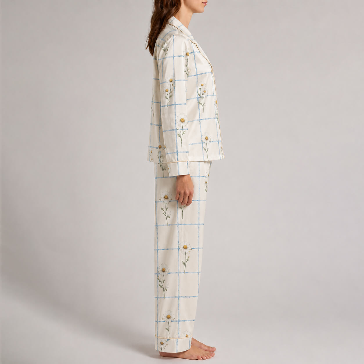 Women's Daisy Grid Satin Pajama Set