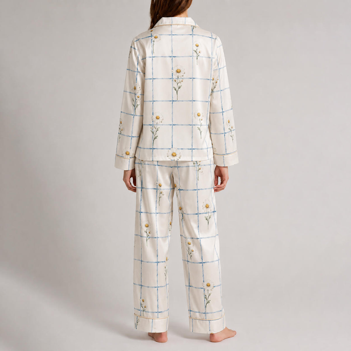 Women's Daisy Grid Satin Pajama Set