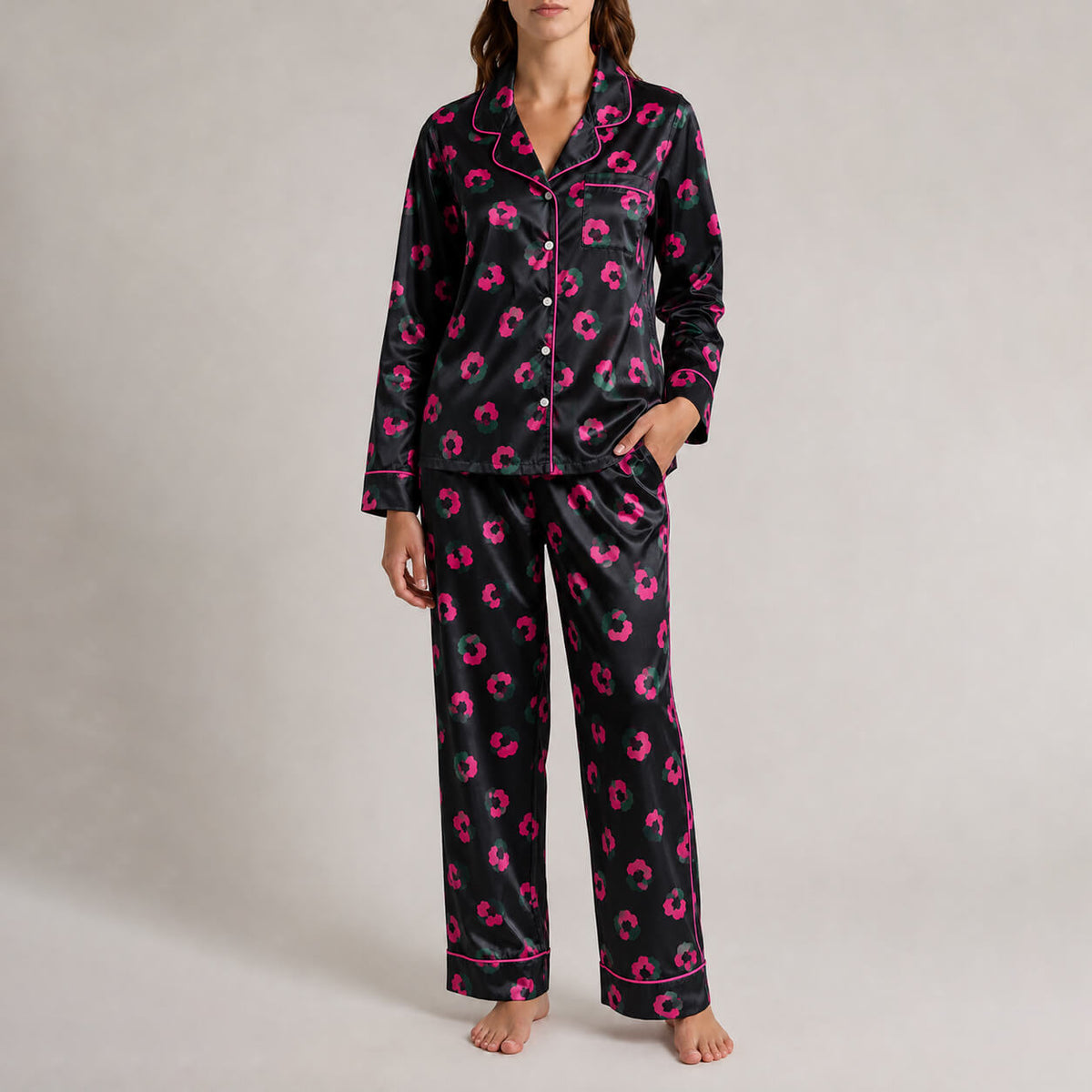 Women's Electric Bloom Satin Pajama Set
