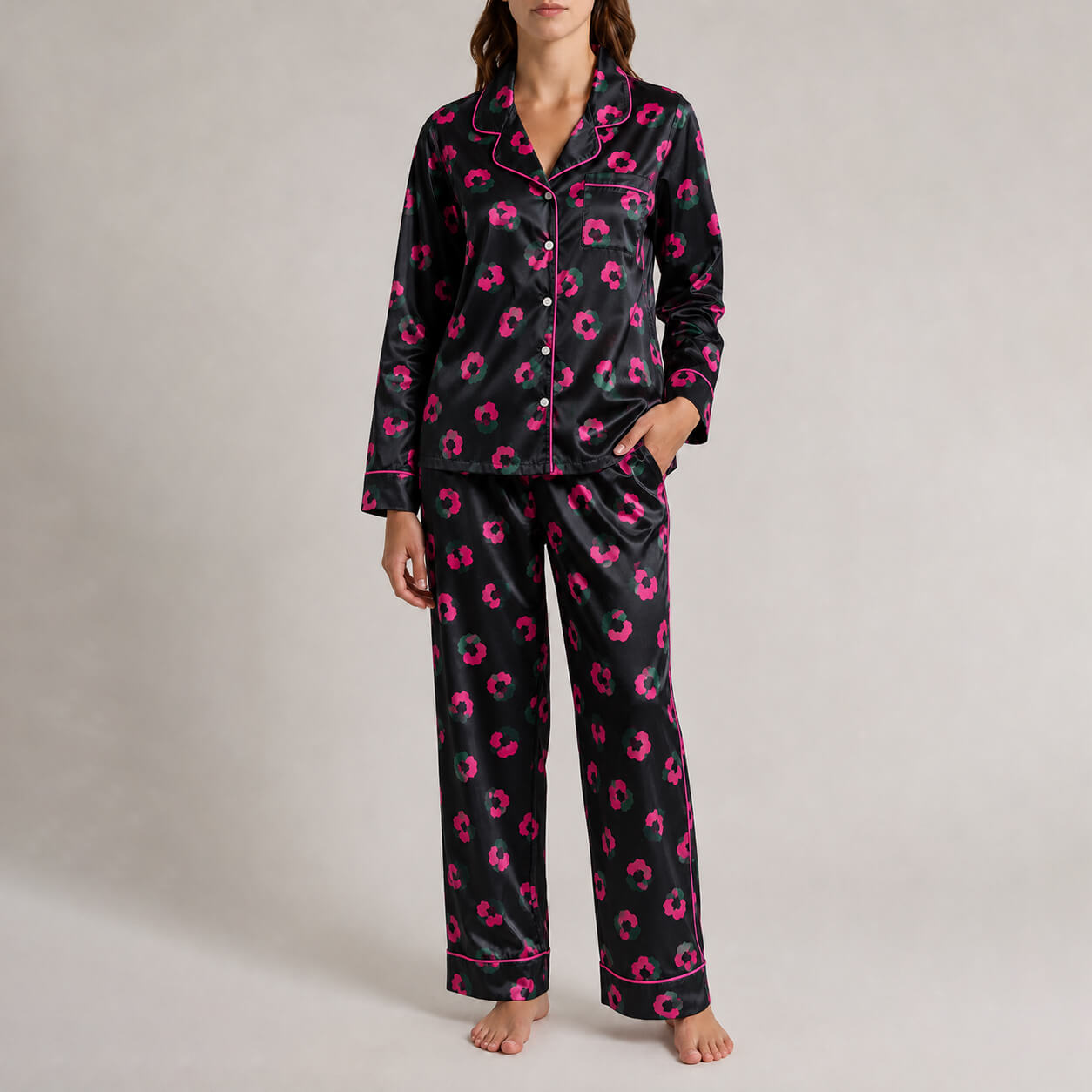 Women's Electric Bloom Satin Pajama Set
