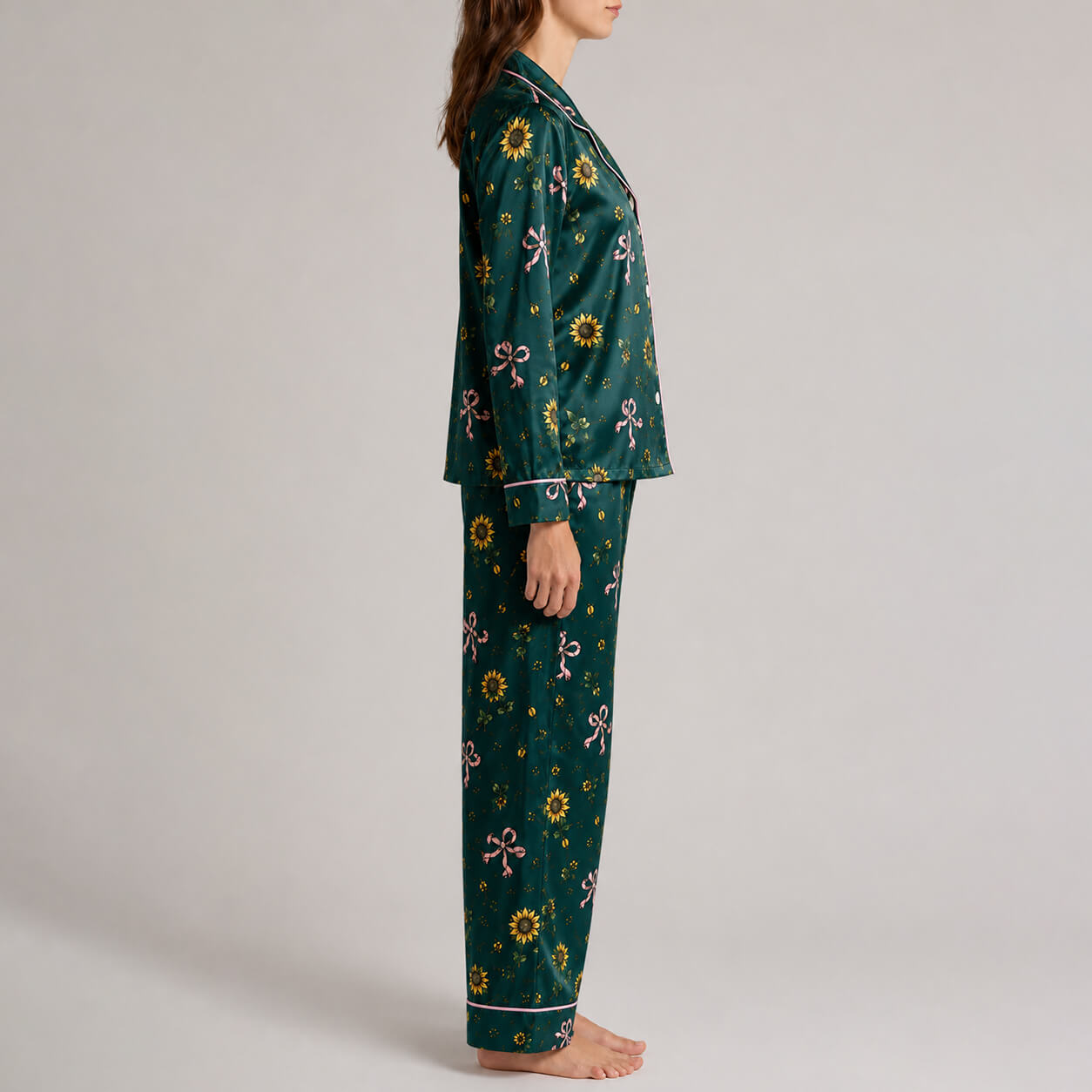 Women's Emerald Bloom Satin Pajama Set