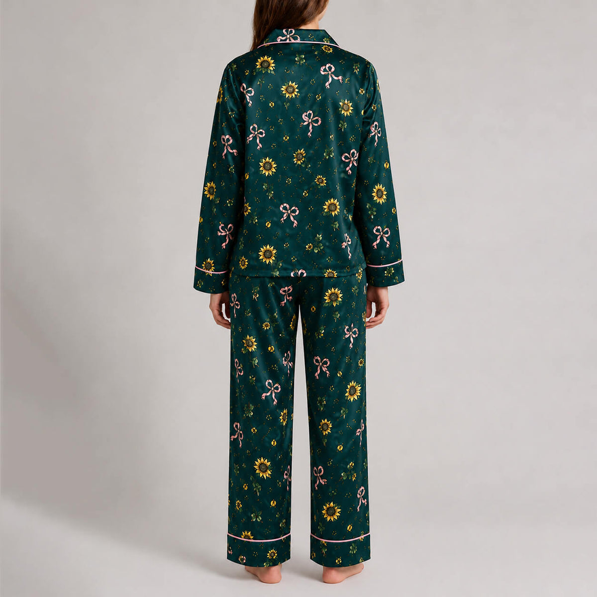 Women's Emerald Bloom Satin Pajama Set