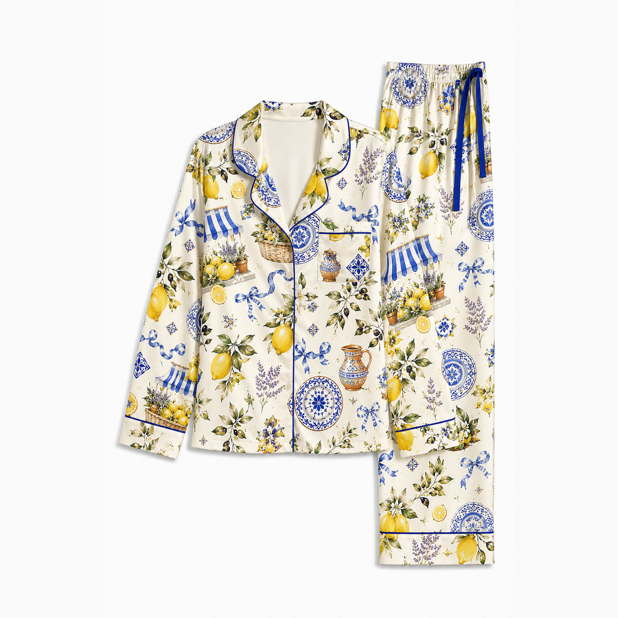 Women's Italian Citrus Satin Pajama Set