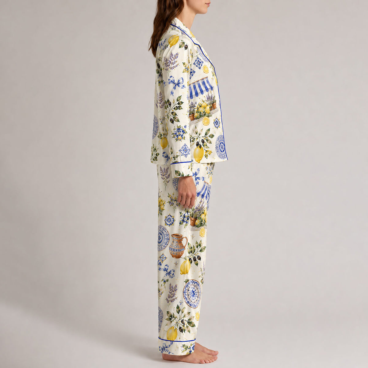Women's Italian Citrus Satin Pajama Set