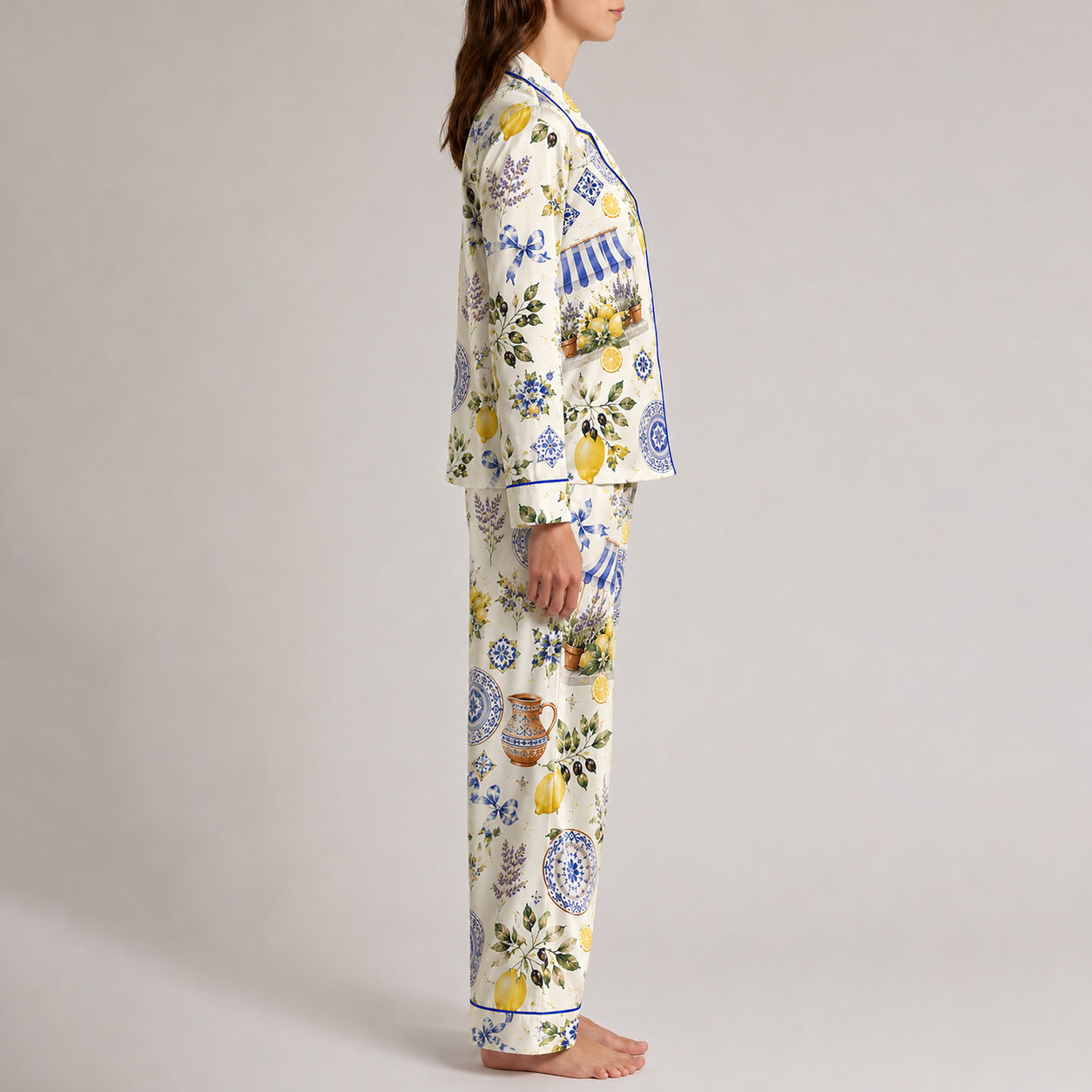Women's Italian Citrus Satin Pajama Set