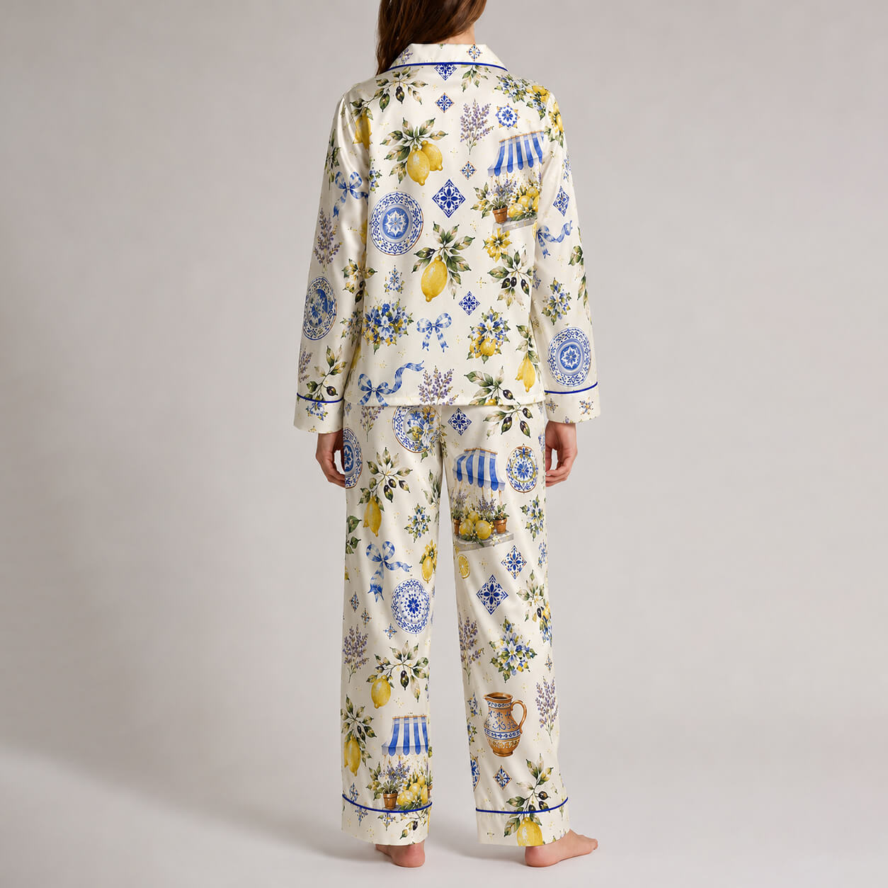 Women's Italian Citrus Satin Pajama Set