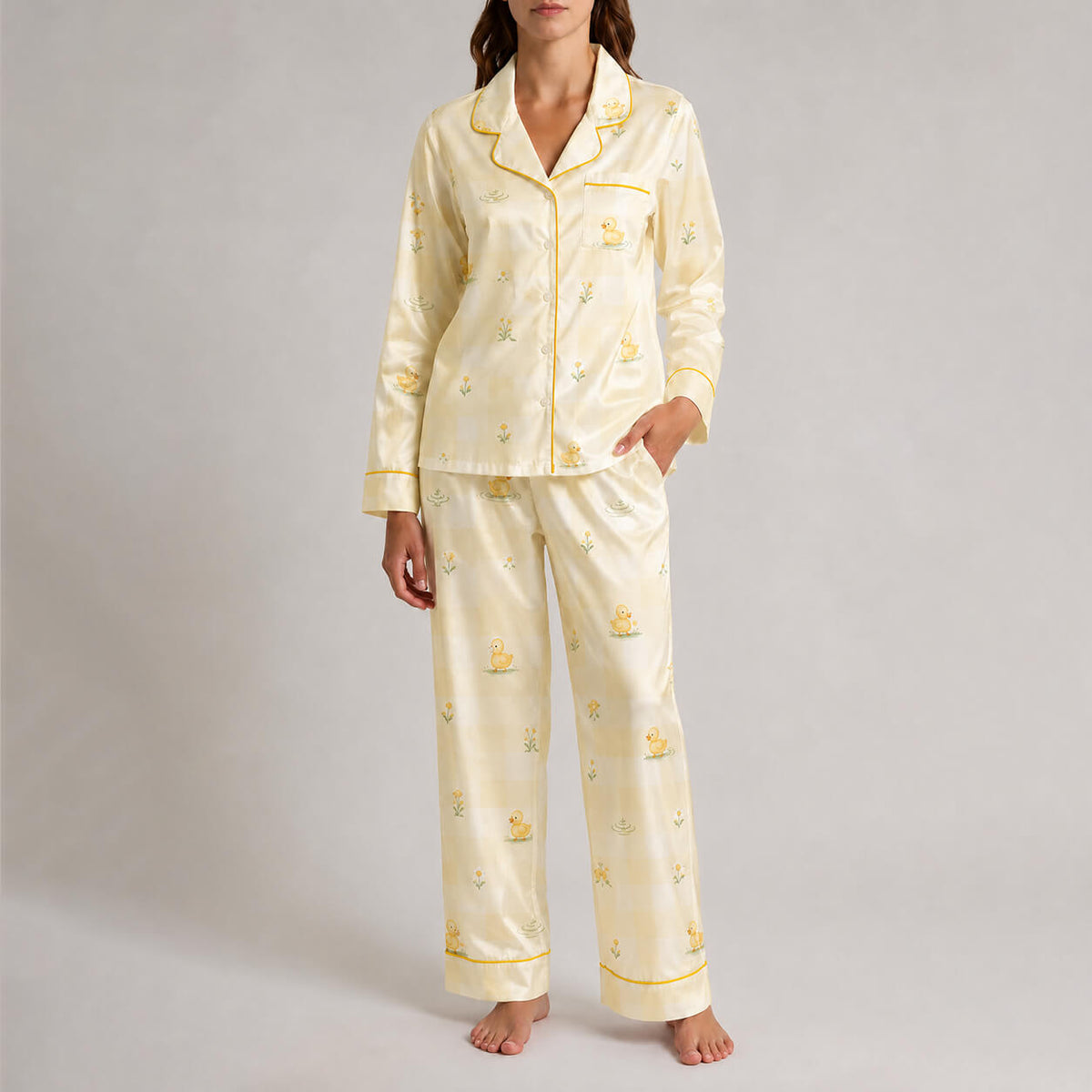Women's Little Duck Satin Pajama Set