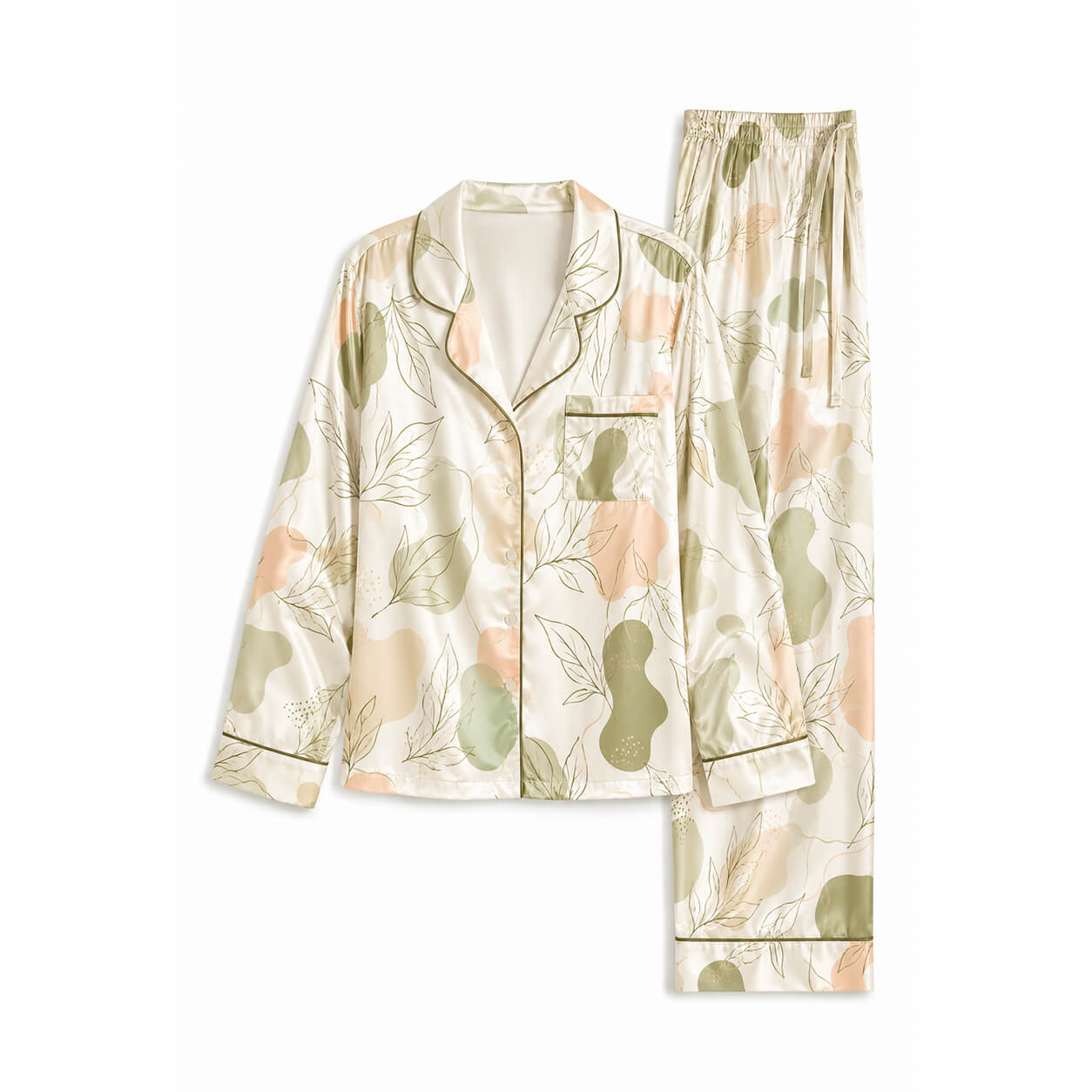 Women's Matcha Bloom Satin Pajama Set