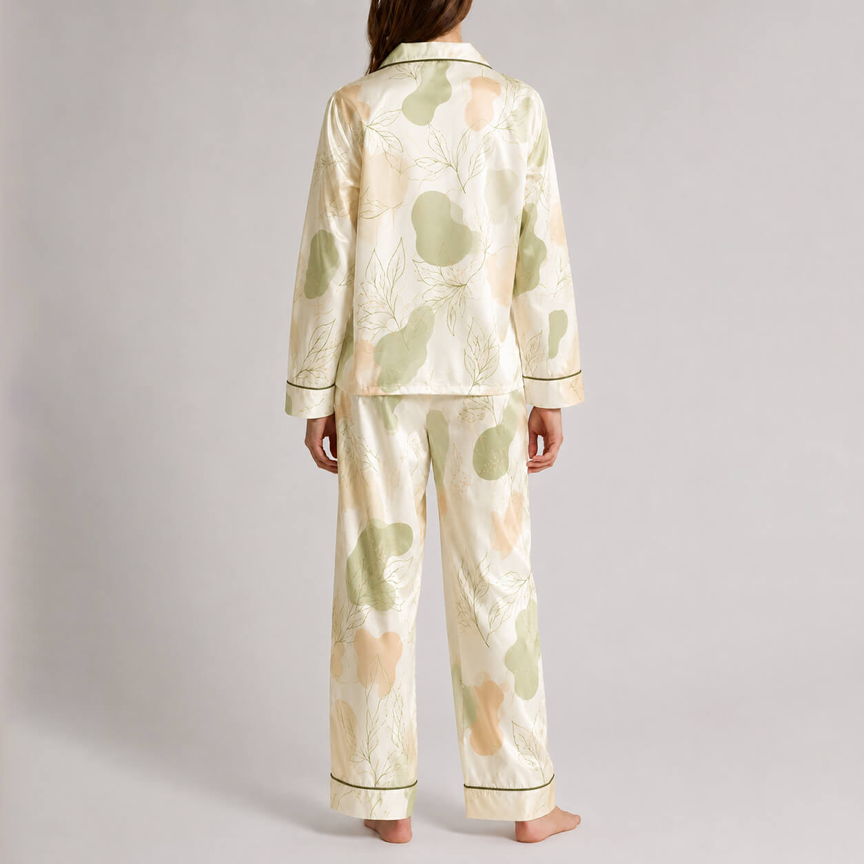 Women's Matcha Bloom Satin Pajama Set
