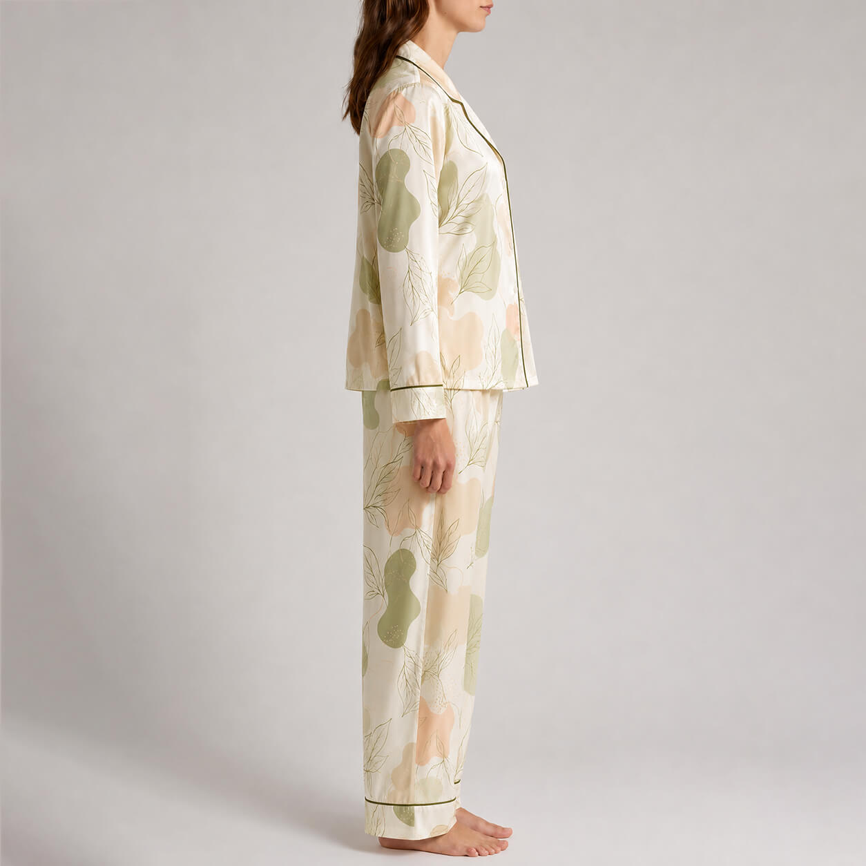 Women's Matcha Bloom Satin Pajama Set