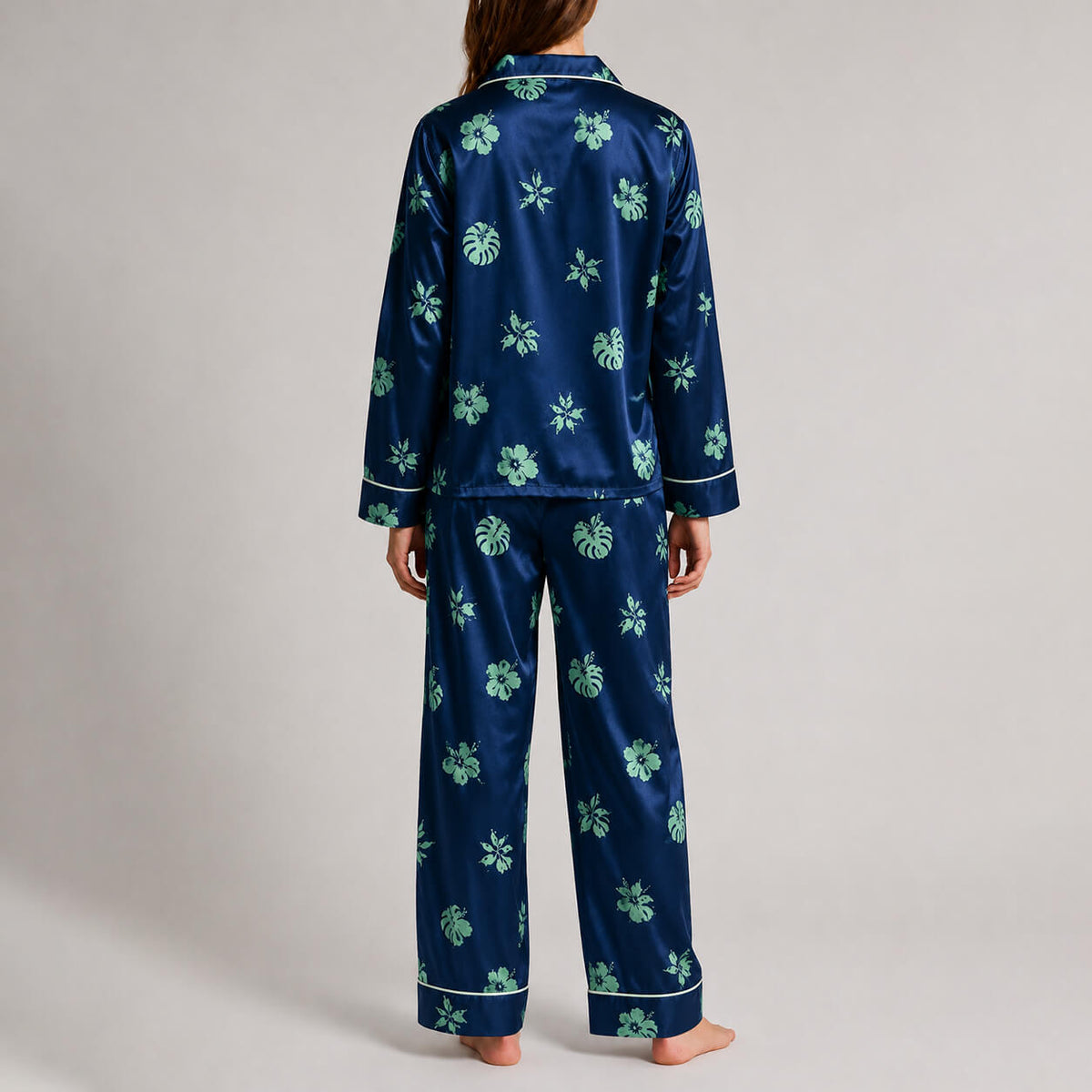 Women's Midnight Botanical Satin Pajama Set