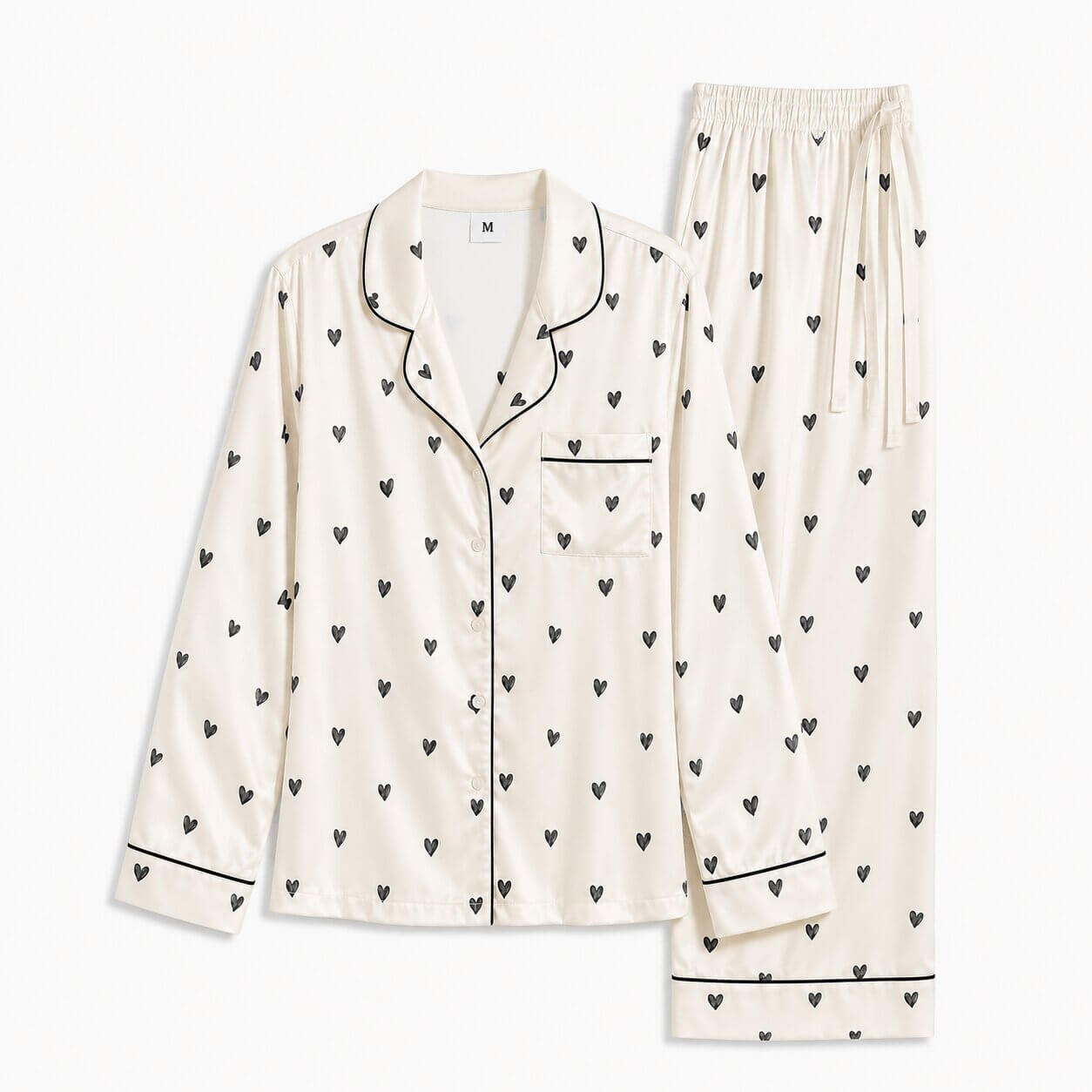 Women's Scattered Hearts Satin Pajama Set