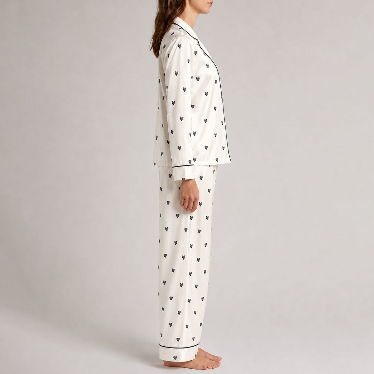 Women's Scattered Hearts Satin Pajama Set