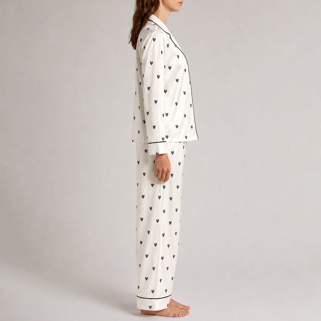 Women's Scattered Hearts Satin Pajama Set